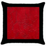 Leather Look & Skins Cracked Red Leather Throw Pillow Case (Black)