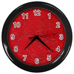 Leather Look & Skins Cracked Red Leather Wall Clock (Black)