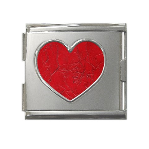 Leather Look & Skins Cracked Red Leather Mega Link Heart Italian Charm (18mm) from ArtsNow.com Front