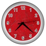 Leather Look & Skins Cracked Red Leather Wall Clock (Silver)