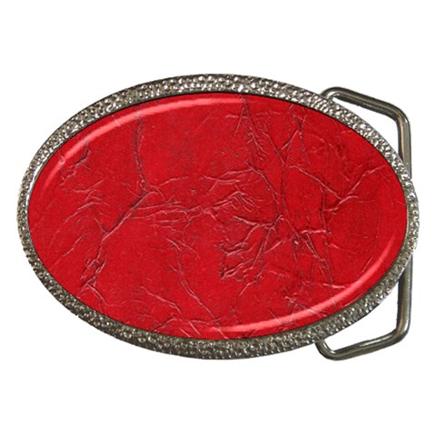 Leather Look & Skins Cracked Red Leather Belt Buckle from ArtsNow.com Front