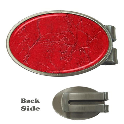 Leather Look & Skins Cracked Red Leather Money Clip (Oval) from ArtsNow.com Front