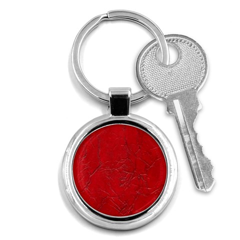 Leather Look & Skins Cracked Red Leather Key Chain (Round) from ArtsNow.com Front