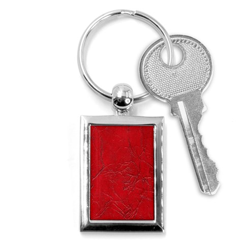 Leather Look & Skins Cracked Red Leather Key Chain (Rectangle) from ArtsNow.com Front