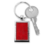 Leather Look & Skins Cracked Red Leather Key Chain (Rectangle)