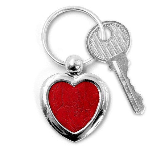 Leather Look & Skins Cracked Red Leather Key Chain (Heart) from ArtsNow.com Front