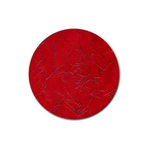 Leather Look & Skins Cracked Red Leather Rubber Coaster (Round) from ArtsNow.com Front