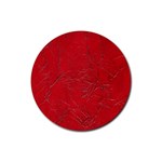 Leather Look & Skins Cracked Red Leather Rubber Coaster (Round)