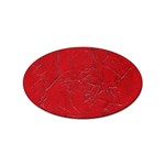 Leather Look & Skins Cracked Red Leather Sticker (Oval)