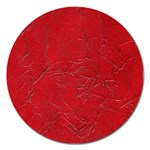 Leather Look & Skins Cracked Red Leather Magnet 5  (Round)