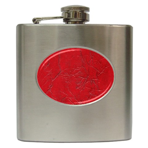 Leather Look & Skins Cracked Red Leather Hip Flask (6 oz) from ArtsNow.com Front