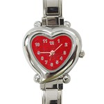 Leather Look & Skins Cracked Red Leather Heart Italian Charm Watch