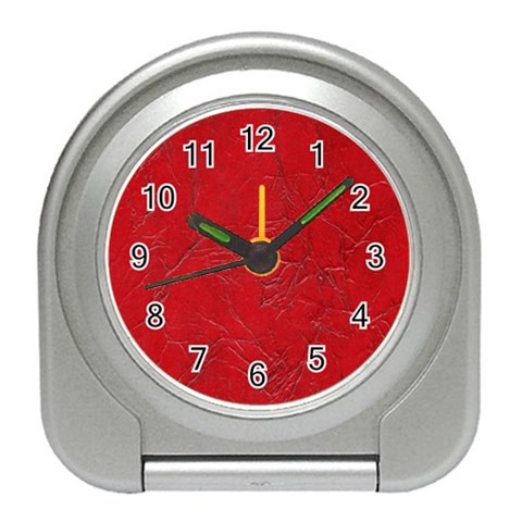 Leather Look & Skins Cracked Red Leather Travel Alarm Clock from ArtsNow.com Front