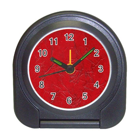 Leather Look & Skins Cracked Red Leather Travel Alarm Clock from ArtsNow.com Front