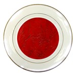 Leather Look & Skins Cracked Red Leather Porcelain Plate