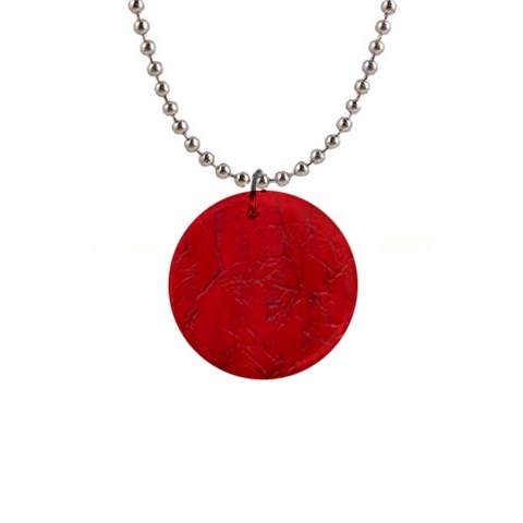 Leather Look & Skins Cracked Red Leather 1  Button Necklace from ArtsNow.com Front