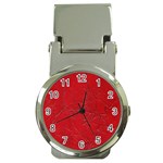 Leather Look & Skins Cracked Red Leather Money Clip Watch