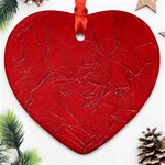 Leather Look & Skins Cracked Red Leather Heart Ornament (Two Sides)