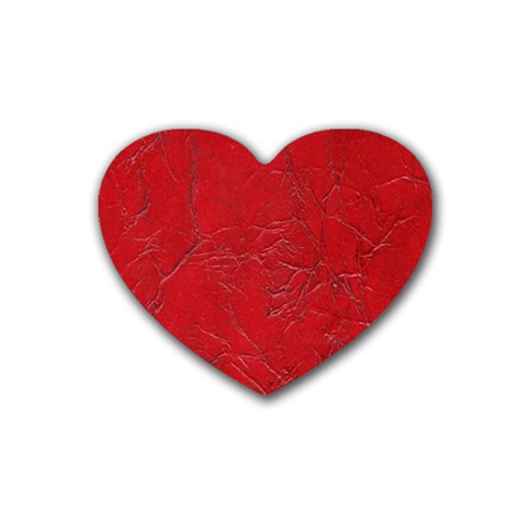 Leather Look & Skins Cracked Red Leather Rubber Coaster (Heart) from ArtsNow.com Front