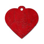 Leather Look & Skins Cracked Red Leather Dog Tag Heart (One Side)