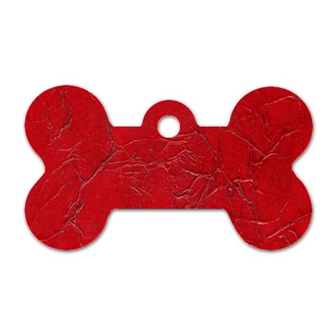 Leather Look & Skins Cracked Red Leather Dog Tag Bone (One Side) from ArtsNow.com Front