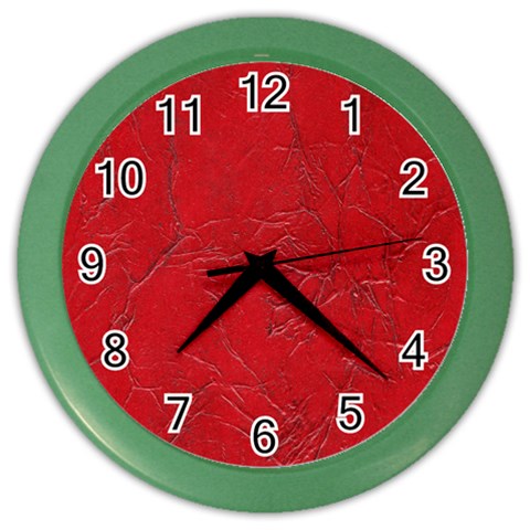 Leather Look & Skins Cracked Red Leather Color Wall Clock from ArtsNow.com Front