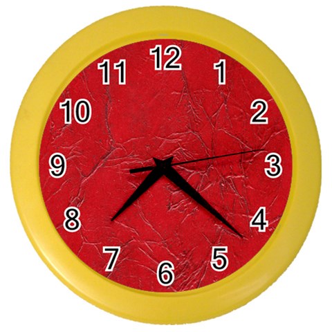 Leather Look & Skins Cracked Red Leather Color Wall Clock from ArtsNow.com Front