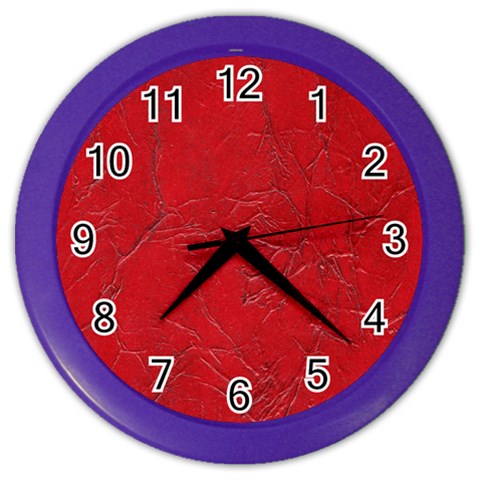 Leather Look & Skins Cracked Red Leather Color Wall Clock from ArtsNow.com Front