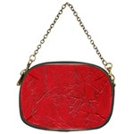 Leather Look & Skins Cracked Red Leather Chain Purse (One Side)