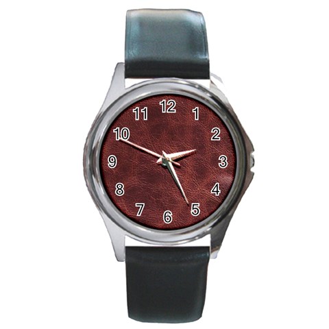 Leather Look & Skins Capri Brown Round Metal Watch from ArtsNow.com Front