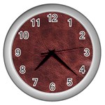 Leather Look & Skins Capri Brown Wall Clock (Silver)