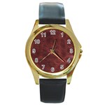 Leather Look & Skins Capri Brown Round Gold Metal Watch