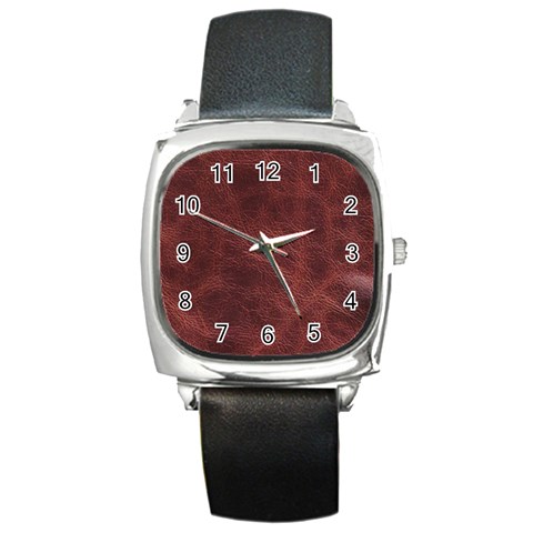 Leather Look & Skins Capri Brown Square Metal Watch from ArtsNow.com Front