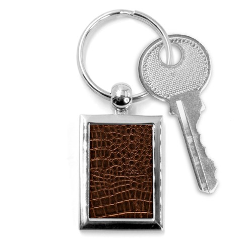 Leather Look & Skins Brown Crocodile Key Chain (Rectangle) from ArtsNow.com Front