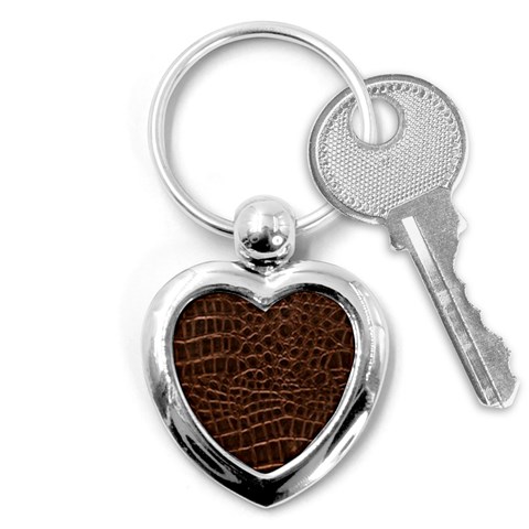 Leather Look & Skins Brown Crocodile Key Chain (Heart) from ArtsNow.com Front