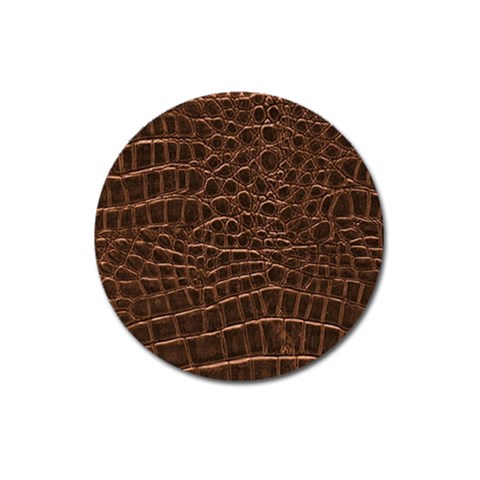 Leather Look & Skins Brown Crocodile Magnet 3  (Round) from ArtsNow.com Front