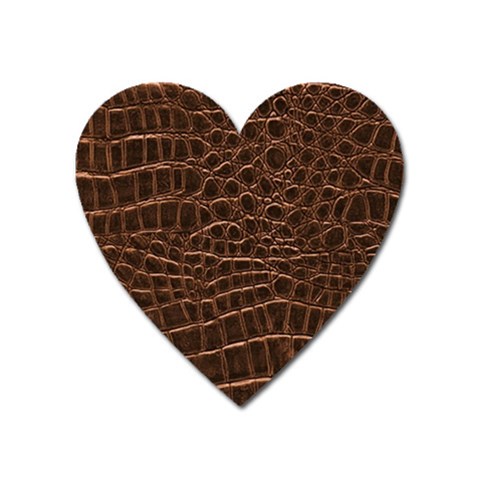 Leather Look & Skins Brown Crocodile Magnet (Heart) from ArtsNow.com Front