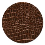 Leather Look & Skins Brown Crocodile Magnet 5  (Round)