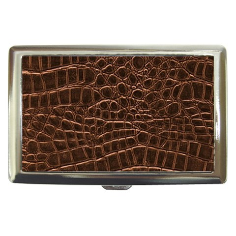 Leather Look & Skins Brown Crocodile Cigarette Money Case from ArtsNow.com Front