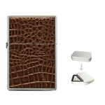 Leather Look & Skins Brown Crocodile Flip Top Lighter