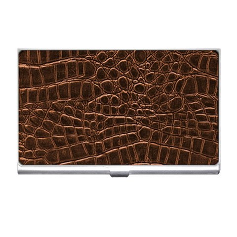 Leather Look & Skins Brown Crocodile Business Card Holder from ArtsNow.com Front