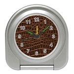 Leather Look & Skins Brown Crocodile Travel Alarm Clock