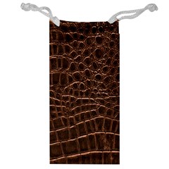 Leather Look & Skins Brown Crocodile Jewelry Bag from ArtsNow.com Front