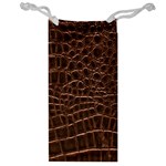 Leather Look & Skins Brown Crocodile Jewelry Bag