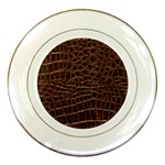 Leather Look & Skins Brown Crocodile Porcelain Plate