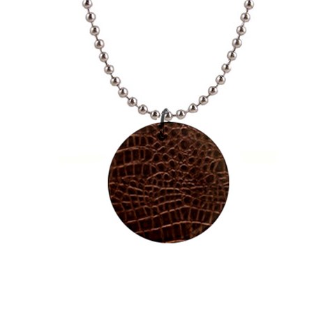 Leather Look & Skins Brown Crocodile 1  Button Necklace from ArtsNow.com Front