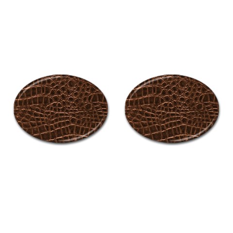 Leather Look & Skins Brown Crocodile Cufflinks (Oval) from ArtsNow.com Front(Pair)