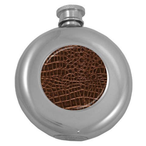 Leather Look & Skins Brown Crocodile Hip Flask (5 oz) from ArtsNow.com Front