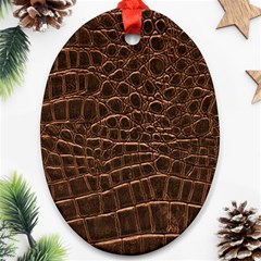 Leather Look & Skins Brown Crocodile Oval Ornament (Two Sides) from ArtsNow.com Front