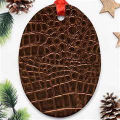 Leather Look & Skins Brown Crocodile Oval Ornament (Two Sides) from ArtsNow.com Back